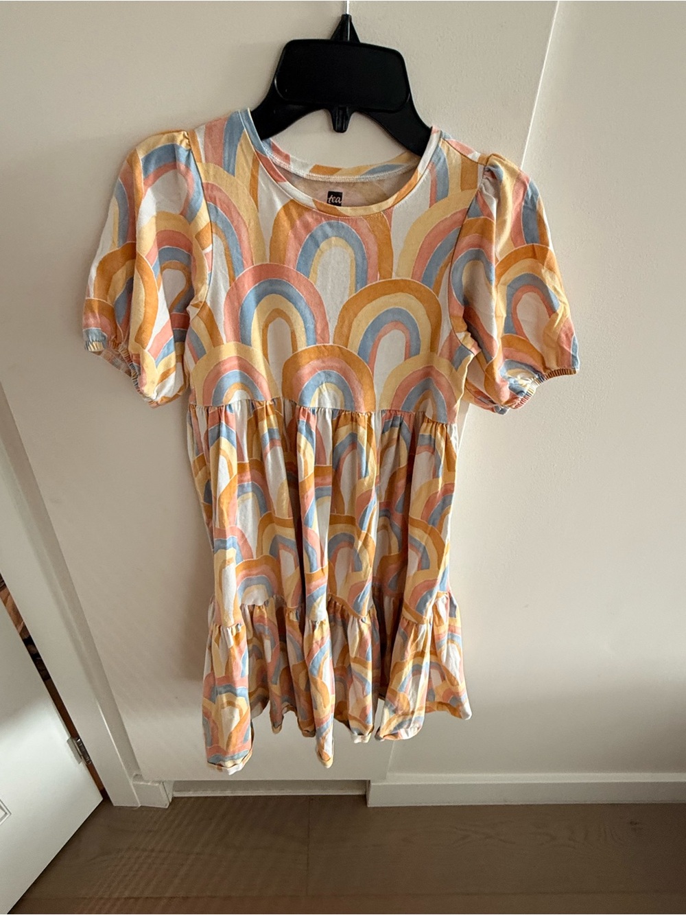 Tea Collection Multi-Color Rainbow Puff Sleeve Dress